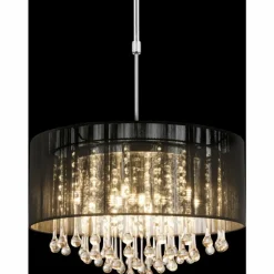 Lampes En Tissu-Luminaires Globo Lighting Suspension Globo Bagana LED Chrome, 12 lumières