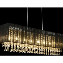 Lampes En Tissu-Luminaires Globo Lighting Suspension Globo Bagana LED Chrome, 8 lumières