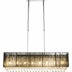 Lampes En Tissu-Luminaires Globo Lighting Suspension Globo Bagana LED Chrome, 8 lumières