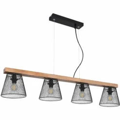 Luminaires Rustiques-Luminaires Globo Lighting Suspension Globo BASCHI Bois foncé, Noir, 4 lumières