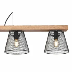 Luminaires Rustiques-Luminaires Globo Lighting Suspension Globo BASCHI Bois foncé, Noir, 4 lumières