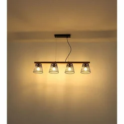 Luminaires Rustiques-Luminaires Globo Lighting Suspension Globo BASCHI Bois foncé, Noir, 4 lumières