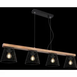 Luminaires Rustiques-Luminaires Globo Lighting Suspension Globo BASCHI Bois foncé, Noir, 4 lumières