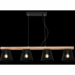 Luminaires Rustiques-Luminaires Globo Lighting Suspension Globo BASCHI Bois foncé, Noir, 4 lumières