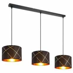 Lampes En Tissu-Luminaires Globo Lighting Suspension Globo BEMMO Noir, 3 lumières