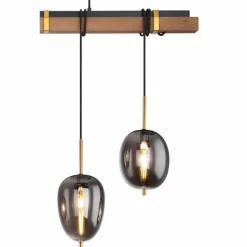 Suspension Verre Fumé-Luminaires Globo Lighting Suspension Globo BLACKY Bois foncé, Noir, 4 lumières