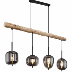 Suspension Verre Fumé-Luminaires Globo Lighting Suspension Globo BLACKY Bois foncé, Noir, 4 lumières