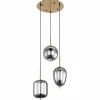 Suspension Verre Fumé-Luminaires Globo Lighting Suspension Globo BLACKY I Laiton, 3 lumières