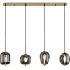 Suspension Verre Fumé-Luminaires Globo Lighting Suspension Globo BLACKY I Laiton, 4 lumières