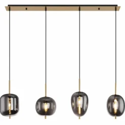 Suspension Verre Fumé-Luminaires Globo Lighting Suspension Globo BLACKY I Laiton, 4 lumières
