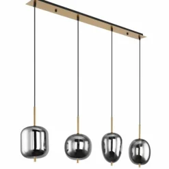 Suspension Verre Fumé-Luminaires Globo Lighting Suspension Globo BLACKY I Laiton, 4 lumières