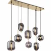 Suspension Verre Fumé-Luminaires Globo Lighting Suspension Globo BLACKY Laiton, 8 lumières