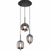 Suspension Verre Fumé-Luminaires Globo Lighting Suspension Globo BLACKY Noir, 3 lumières