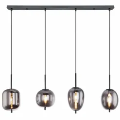 Suspension Verre Fumé-Luminaires Globo Lighting Suspension Globo BLACKY Noir, 4 lumières