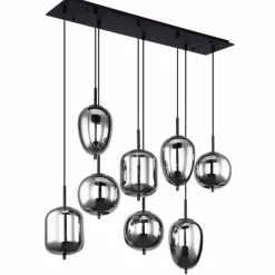 Suspension Verre Fumé-Luminaires Globo Lighting Suspension Globo BLACKY Noir, 8 lumières