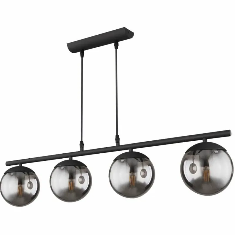 Suspension Verre Fumé-Luminaires Globo Lighting Suspension Globo BLAMA Noir, 4 lumières