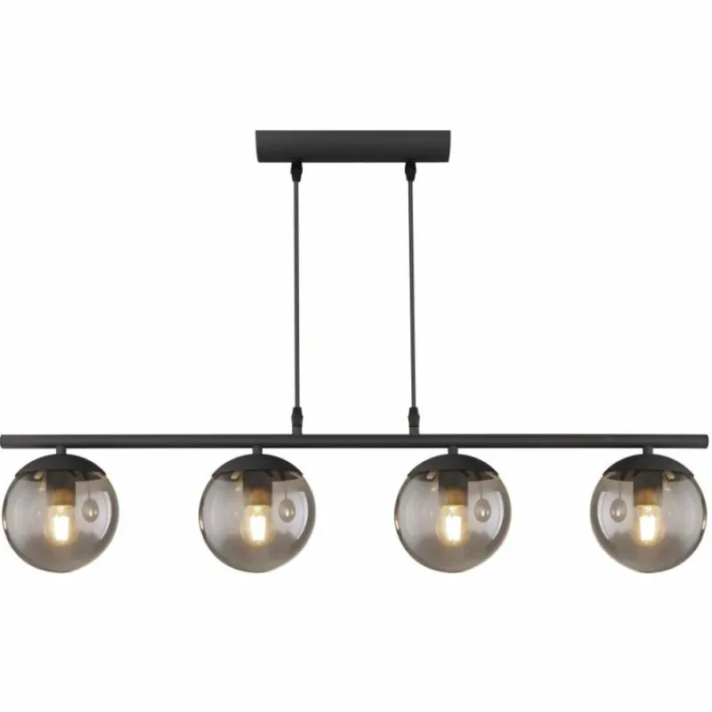 Suspension Verre Fumé-Luminaires Globo Lighting Suspension Globo BLAMA Noir, 4 lumières