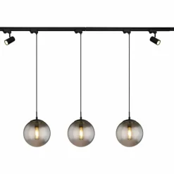 Suspension Verre Fumé-Luminaires Globo Lighting Suspension Globo BLAMA Noir, 3 lumières