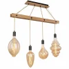 Lampes En Tissu-Luminaires Globo Lighting Suspension Globo CANESO Brun, Noir, 4 lumières