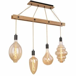Lampes En Tissu-Luminaires Globo Lighting Suspension Globo CANESO Brun, Noir, 4 lumières