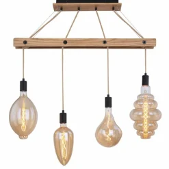 Lampes En Tissu-Luminaires Globo Lighting Suspension Globo CANESO Brun, Noir, 4 lumières