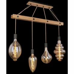 Lampes En Tissu-Luminaires Globo Lighting Suspension Globo CANESO Brun, Noir, 4 lumières