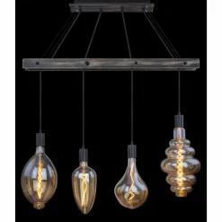 Lampes Industrielles-Luminaires Globo Lighting Suspension Globo CANESO Noir, 4 lumières