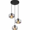 Suspension Verre Fumé-Luminaires Globo Lighting Suspension Globo CHRISTIANA Noir, 3 lumières