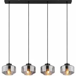 Suspension Verre Fumé-Luminaires Globo Lighting Suspension Globo CHRISTIANA Noir, 4 lumières