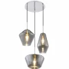 Suspension Verre Fumé-Luminaires Globo Lighting Suspension Globo Chrome, 3 lumières