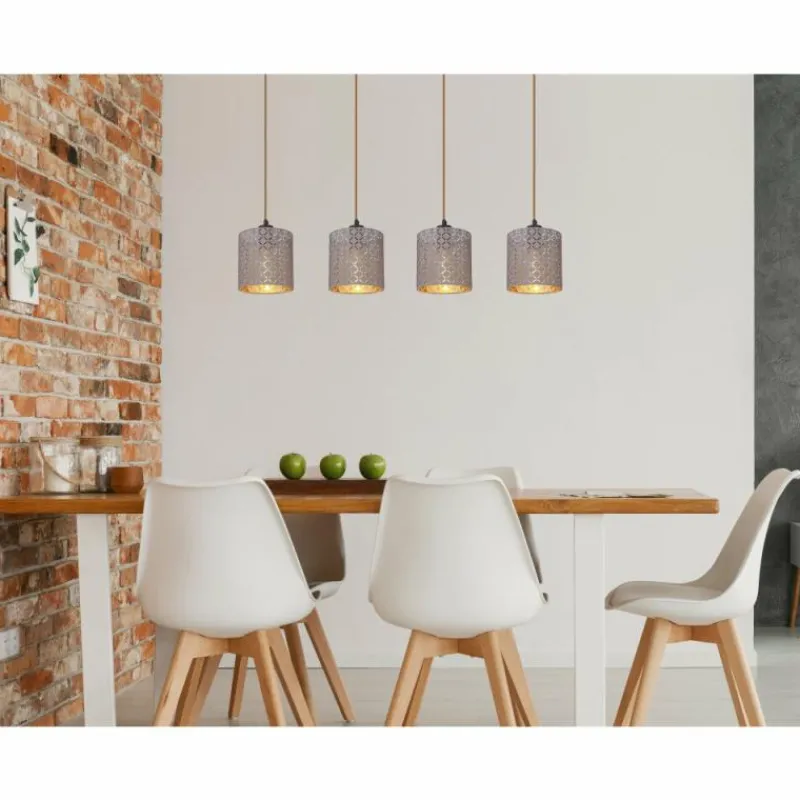 Lampes En Tissu-Luminaires Globo Lighting Suspension Globo CINDY Noir, 4 lumières