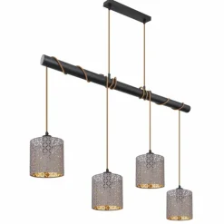 Lampes En Tissu-Luminaires Globo Lighting Suspension Globo CINDY Noir, 4 lumières