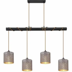 Lampes En Tissu-Luminaires Globo Lighting Suspension Globo CINDY Noir, 4 lumières