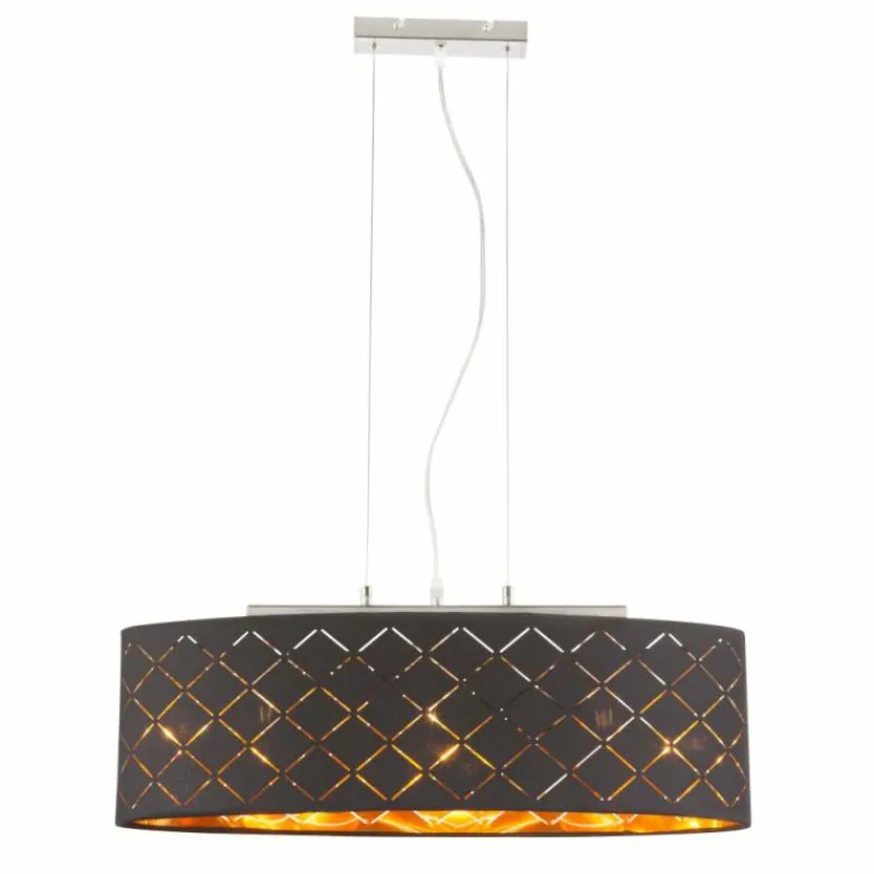 Lampes En Tissu-Luminaires Globo Lighting Suspension Globo CLARKE LED Nickel mat, 3 lumières