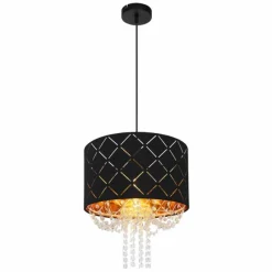 Lampes En Tissu-Luminaires Globo Lighting Suspension Globo CLARKE Noir, 1 lumière