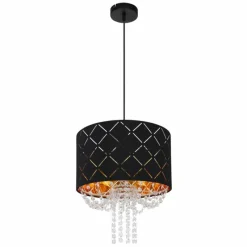 Lampes En Tissu-Luminaires Globo Lighting Suspension Globo CLARKE Noir, 1 lumière