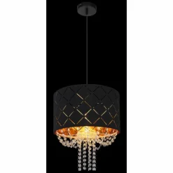 Lampes En Tissu-Luminaires Globo Lighting Suspension Globo CLARKE Noir, 1 lumière