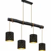 Lampes En Tissu-Luminaires Globo Lighting Suspension Globo CLARKE Noir, 4 lumières