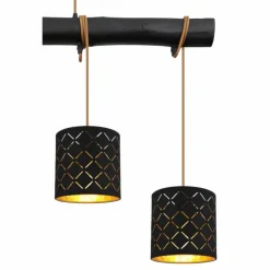 Lampes En Tissu-Luminaires Globo Lighting Suspension Globo CLARKE Noir, 4 lumières