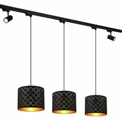 Lampes En Tissu-Luminaires Globo Lighting Suspension Globo CLARKE Noir, 3 lumières