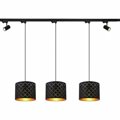Lampes En Tissu-Luminaires Globo Lighting Suspension Globo CLARKE Noir, 3 lumières