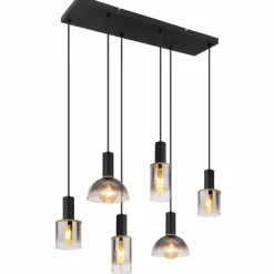 Suspension Verre Fumé-Luminaires Globo Lighting Suspension Globo CLASSIS Noir, 6 lumières