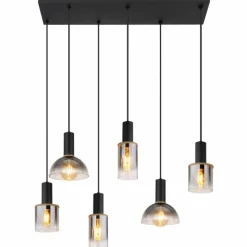 Suspension Verre Fumé-Luminaires Globo Lighting Suspension Globo CLASSIS Noir, 6 lumières