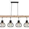 Lampes Industrielles-Luminaires Globo Lighting Suspension Globo CLASTRA Bois foncé, Noir, 4 lumières
