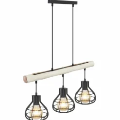 Lampes Vintages & Rétros-Luminaires Globo Lighting Suspension Globo CLASTRA Bois clair, Noir, 3 lumières