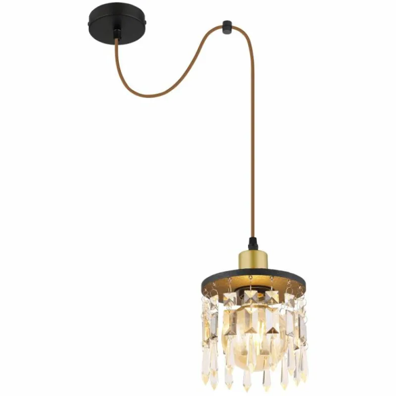 Suspension Verre Fumé-Luminaires Globo Lighting Suspension Globo COMMA Noir, 1 lumière