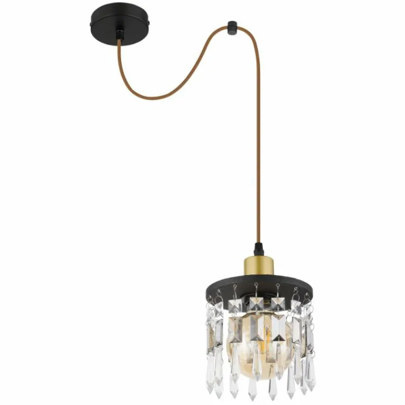 Suspension Verre Fumé-Luminaires Globo Lighting Suspension Globo COMMA Noir, 1 lumière