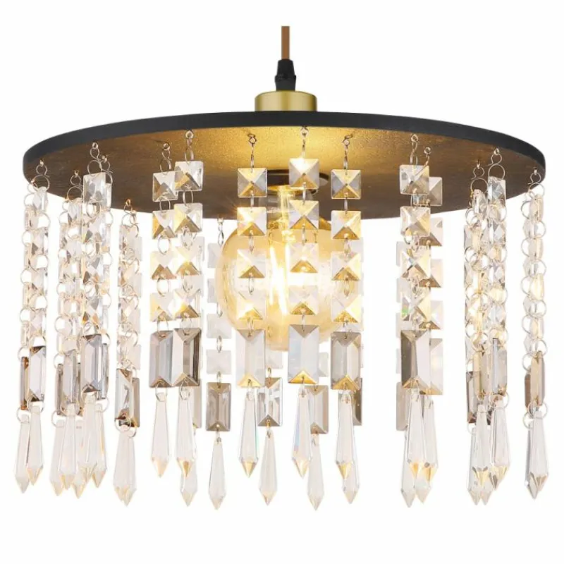 Suspension Verre Fumé-Luminaires Globo Lighting Suspension Globo COMMA Noir, 1 lumière