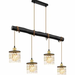 Suspension Verre Fumé-Luminaires Globo Lighting Suspension Globo COMMA Noir, 4 lumières