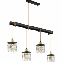 Suspension Verre Fumé-Luminaires Globo Lighting Suspension Globo COMMA Noir, 4 lumières